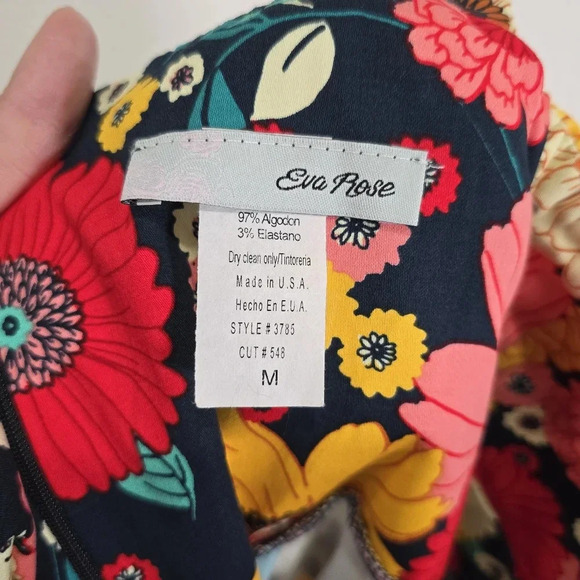 Eva Rose Floral Retro Fit And Flare Swing Dress Size Medium NWT Pinup Rockabilly - Picture 10 of 12